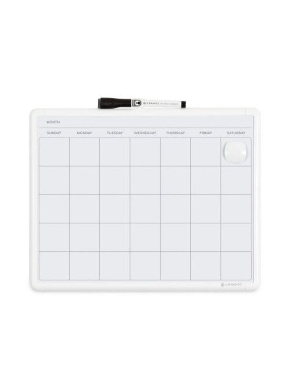 U Brands 11x14 Magnetic Dry Erase Monthly Calendar White Contempo Frame New